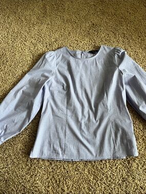J. Crew Light Blue Puff-Sleeve Blouse